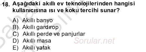 Ev Teknolojisi 2014 - 2015 Dönem Sonu Sınavı 18.Soru