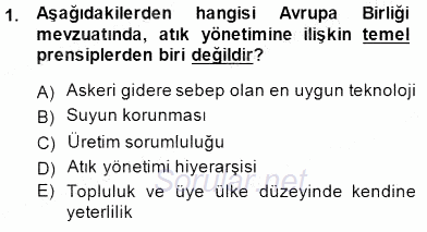 Enerji Tasarrufu 2014 - 2015 Ara Sınavı 1.Soru