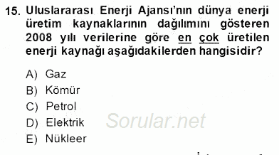 Enerji Tasarrufu 2014 - 2015 Ara Sınavı 15.Soru