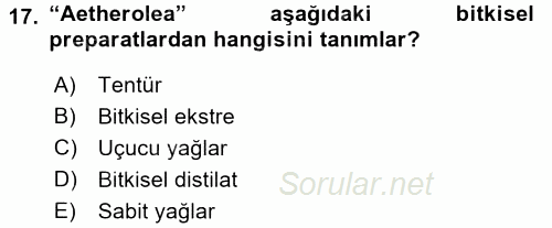 Temel İlaç Bilgisi Ve Akılcı İlaç Kullanımı 2017 - 2018 3 Ders Sınavı 17.Soru