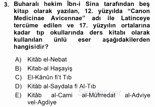 Temel İlaç Bilgisi Ve Akılcı İlaç Kullanımı 2017 - 2018 3 Ders Sınavı 3.Soru