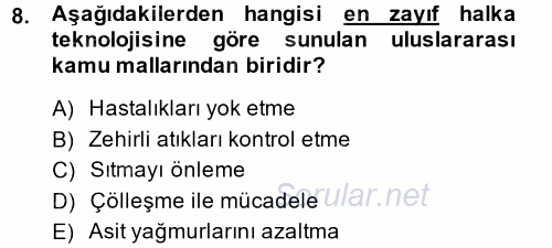 Uluslararası Kamu Maliyesi 2013 - 2014 Ara Sınavı 8.Soru