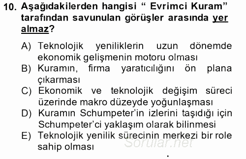 Ekonominin Güncel Sorunları 2013 - 2014 Tek Ders Sınavı 10.Soru