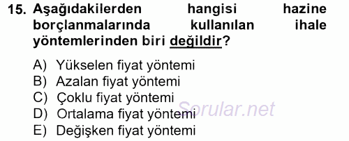 Ekonominin Güncel Sorunları 2013 - 2014 Tek Ders Sınavı 15.Soru