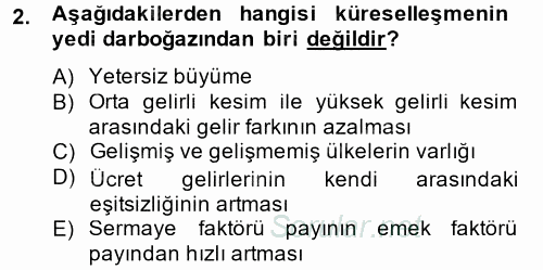 Ekonominin Güncel Sorunları 2013 - 2014 Tek Ders Sınavı 2.Soru