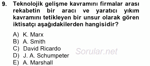 Ekonominin Güncel Sorunları 2013 - 2014 Tek Ders Sınavı 9.Soru