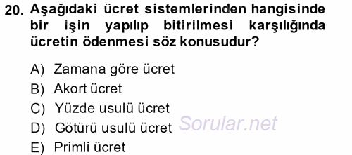 Ön Muhasebe Yazılımları Ve Kullanımı 2013 - 2014 Dönem Sonu Sınavı 20.Soru