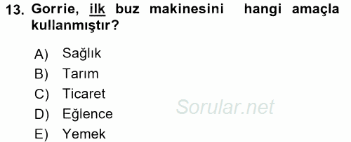 Gastronomi Tarihi 2016 - 2017 Dönem Sonu Sınavı 13.Soru