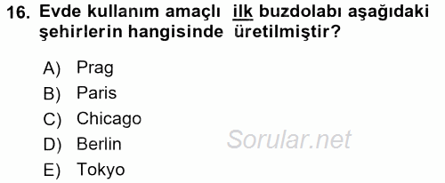 Gastronomi Tarihi 2016 - 2017 Dönem Sonu Sınavı 16.Soru