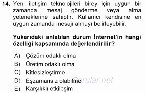 Gastronomi Ve Medya 2017 - 2018 Dönem Sonu Sınavı 14.Soru