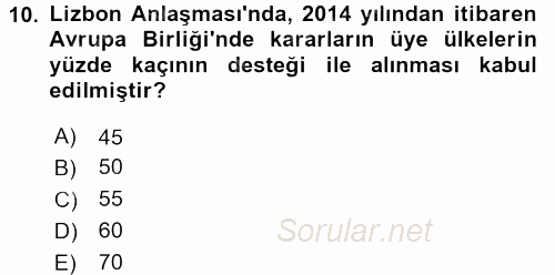 Dış Ticarete Giriş 2017 - 2018 3 Ders Sınavı 10.Soru