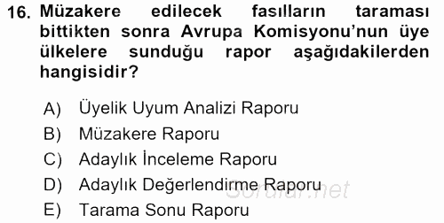 Dış Ticarete Giriş 2017 - 2018 3 Ders Sınavı 16.Soru