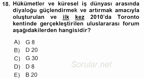 Dış Ticarete Giriş 2017 - 2018 3 Ders Sınavı 18.Soru