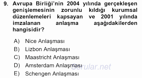 Dış Ticarete Giriş 2017 - 2018 3 Ders Sınavı 9.Soru
