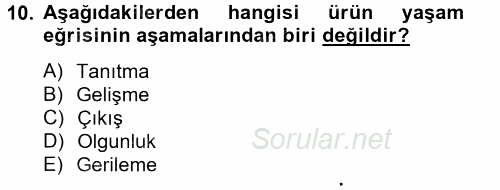 Bütünleşik Pazarlama İletişimi 2014 - 2015 Tek Ders Sınavı 10.Soru