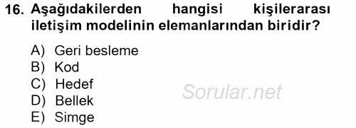 Bütünleşik Pazarlama İletişimi 2014 - 2015 Tek Ders Sınavı 16.Soru