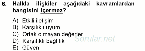 Bütünleşik Pazarlama İletişimi 2014 - 2015 Tek Ders Sınavı 6.Soru
