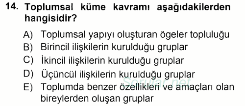 Anne Baba Eğitimi 2012 - 2013 Ara Sınavı 14.Soru