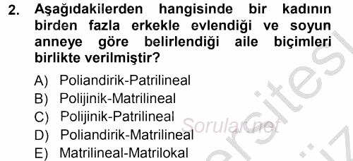 Anne Baba Eğitimi 2012 - 2013 Ara Sınavı 2.Soru