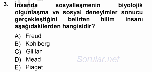 Anne Baba Eğitimi 2012 - 2013 Ara Sınavı 3.Soru