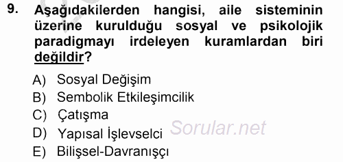 Anne Baba Eğitimi 2012 - 2013 Ara Sınavı 9.Soru