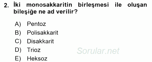Genel Biyoloji 1 2015 - 2016 Tek Ders Sınavı 2.Soru