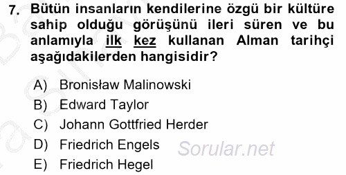 Küreselleşme ve Kültürlerarası İletişim 2016 - 2017 Ara Sınavı 7.Soru