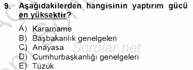 Türk Eğitim Sistemi Ve Okul Yönetimi 2012 - 2013 Dönem Sonu Sınavı 9.Soru