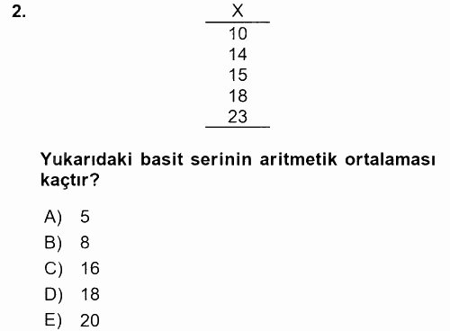 Coğrafi Bilgi Sistemleri İçin Temel İstatistik 2015 - 2016 Dönem Sonu Sınavı 2.Soru