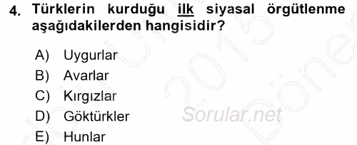 Türk İdare Tarihi 2015 - 2016 Dönem Sonu Sınavı 4.Soru