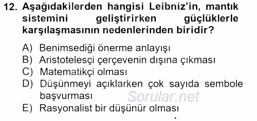 Mantığın Gelişimi 2012 - 2013 Dönem Sonu Sınavı 12.Soru