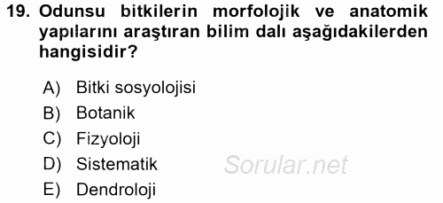 Peyzaj Çevre ve Tarım 2016 - 2017 Dönem Sonu Sınavı 19.Soru