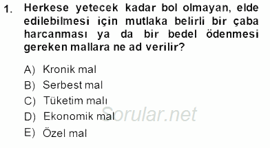 Ekonomik Analiz 2014 - 2015 Dönem Sonu Sınavı 1.Soru