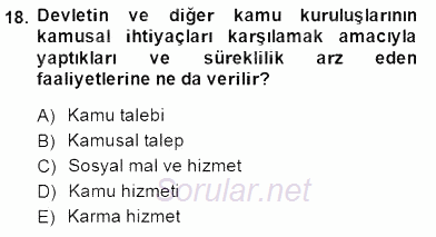 Ekonomik Analiz 2014 - 2015 Dönem Sonu Sınavı 18.Soru