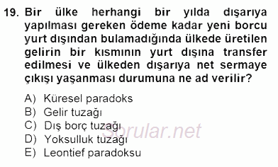 Ekonomik Analiz 2014 - 2015 Dönem Sonu Sınavı 19.Soru