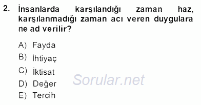 Ekonomik Analiz 2014 - 2015 Dönem Sonu Sınavı 2.Soru