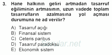 Ekonomik Analiz 2014 - 2015 Dönem Sonu Sınavı 3.Soru