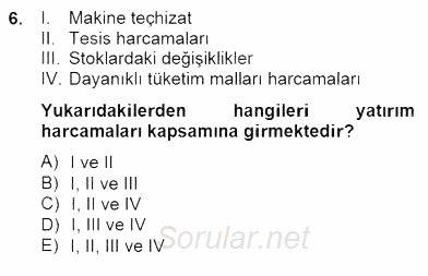 Ekonomik Analiz 2014 - 2015 Dönem Sonu Sınavı 6.Soru