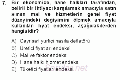 Ekonomik Analiz 2014 - 2015 Dönem Sonu Sınavı 7.Soru