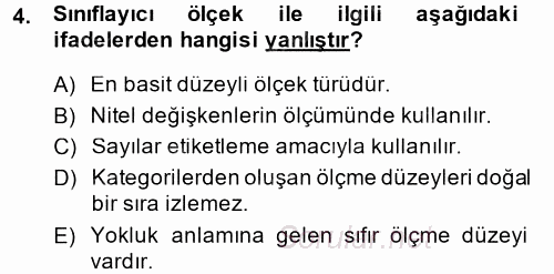 İstatistik 2014 - 2015 Tek Ders Sınavı 4.Soru