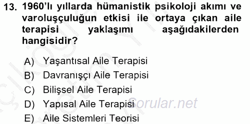 Anne Baba Eğitimi Ve Danışmanlık Hizmetleri 2016 - 2017 3 Ders Sınavı 13.Soru