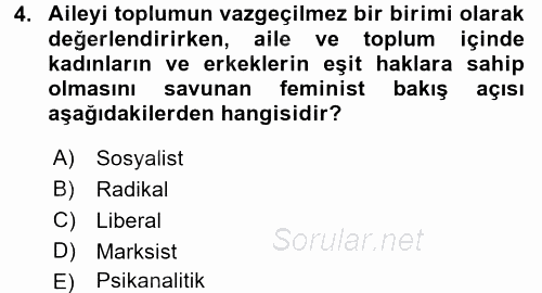 Anne Baba Eğitimi Ve Danışmanlık Hizmetleri 2016 - 2017 3 Ders Sınavı 4.Soru