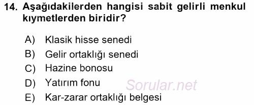 Günümüz Fıkıh Problemleri 2017 - 2018 3 Ders Sınavı 14.Soru