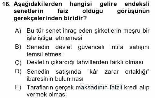 Günümüz Fıkıh Problemleri 2017 - 2018 3 Ders Sınavı 16.Soru