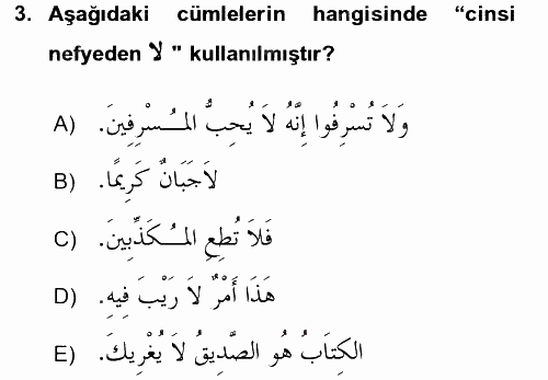 Arapça 4 2015 - 2016 Ara Sınavı 3.Soru