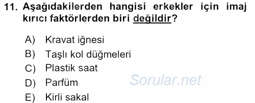 Yönetici Asistanlığı 2016 - 2017 Dönem Sonu Sınavı 11.Soru