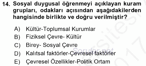 Özel Öğretim Yöntemleri 2 2016 - 2017 Ara Sınavı 14.Soru