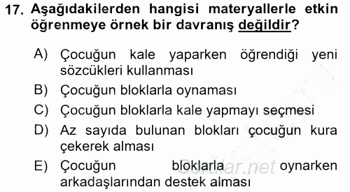 Özel Öğretim Yöntemleri 2 2016 - 2017 Ara Sınavı 17.Soru