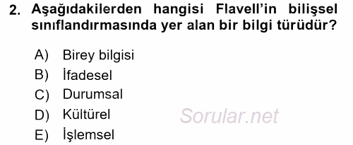 Özel Öğretim Yöntemleri 2 2016 - 2017 Ara Sınavı 2.Soru