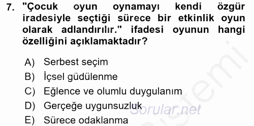 Özel Öğretim Yöntemleri 2 2016 - 2017 Ara Sınavı 7.Soru